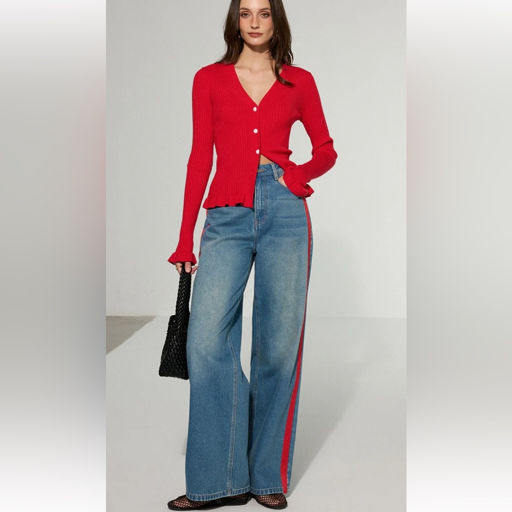 Commense Contract side Striped wide leg jeans - Picture 2 of 7
